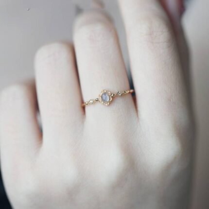 Bague Aigue Marine en Argent Doré – Floréa | Apaisement et Sérénité Bague Pierre naturelle 3