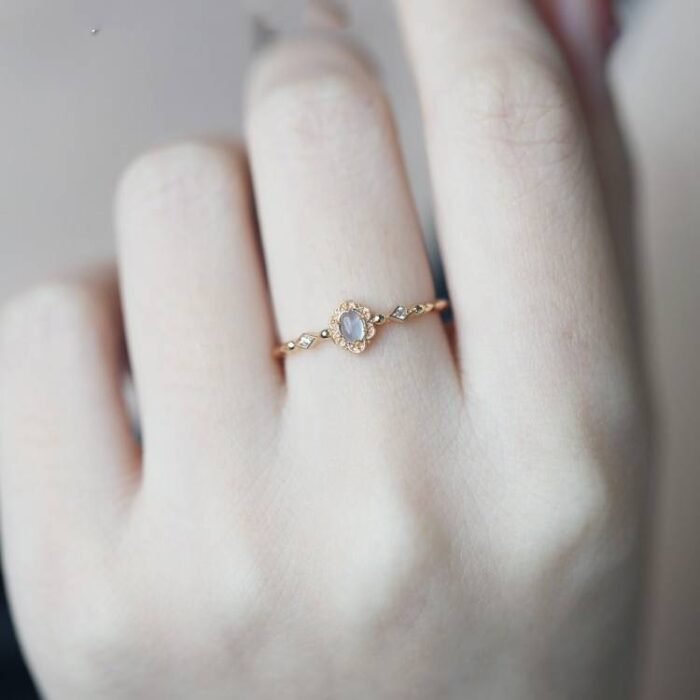 Bague Aigue Marine en Argent Doré – Floréa | Apaisement et Sérénité Bague Pierre naturelle 9