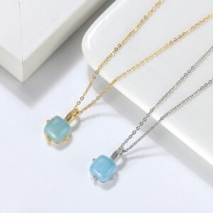 Collier aigue marine plaquƩ or Collier pierre naturelle 31 Collier aigue marine plaquƩ or Collier pierre naturelle 31