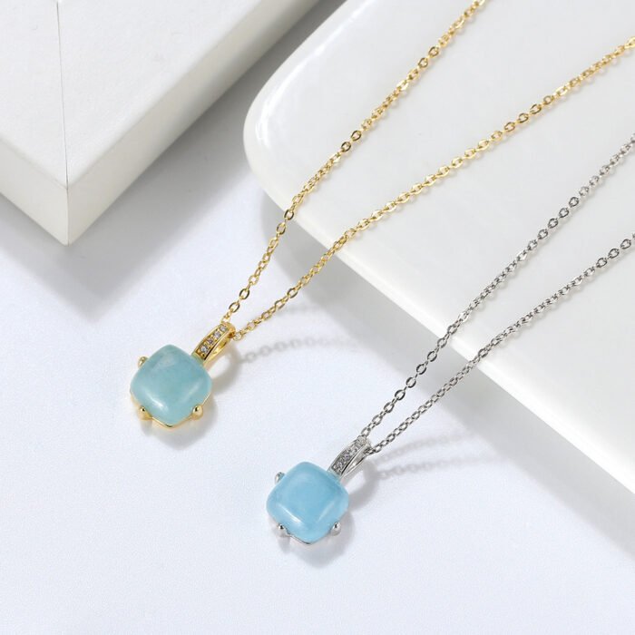 Collier aigue marine plaqué or Collier pierre naturelle 12