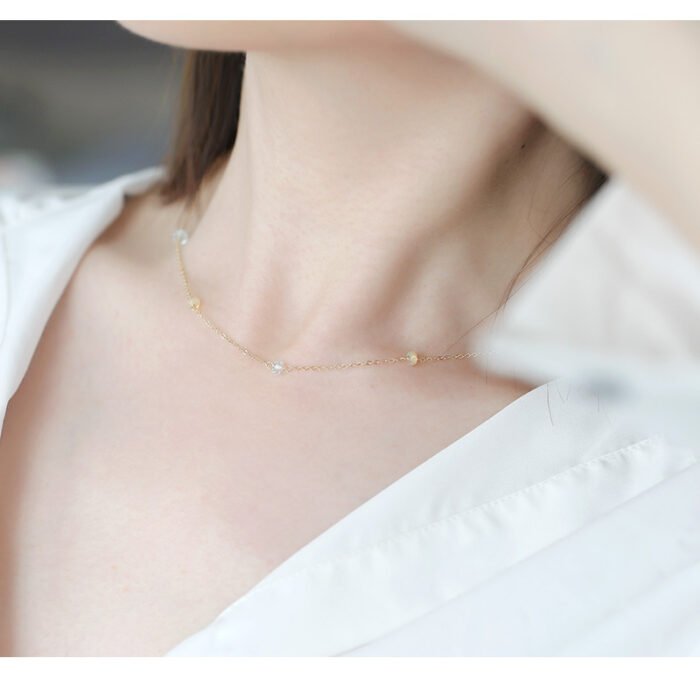 Collier aigue-marine or 14k Collier pierre naturelle 11