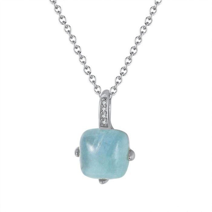 Collier aigue marine plaqué or Collier pierre naturelle 15