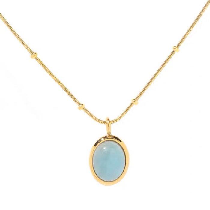 Collier aigue-marine or vintage Collier pierre naturelle 11