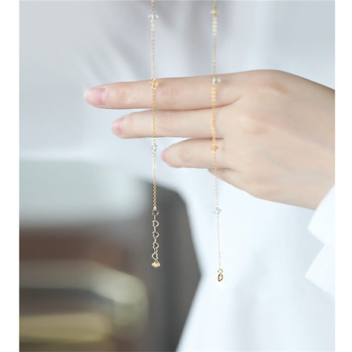 Collier aigue-marine or 14k Collier pierre naturelle 10
