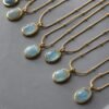 Collier aigue-marine or vintage Collier pierre naturelle 19