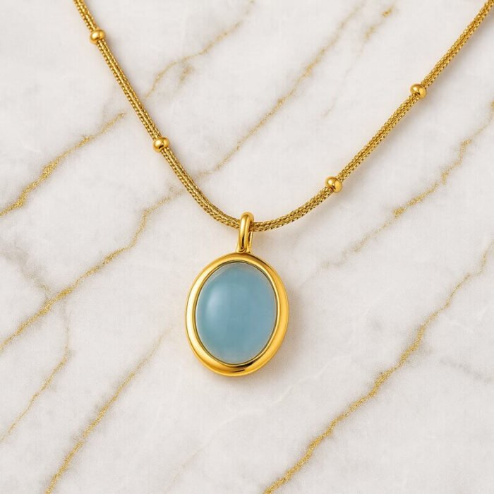 Collier aigue-marine or vintage Collier pierre naturelle 8
