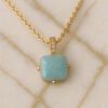 Collier aigue marine plaqué or Collier pierre naturelle 17