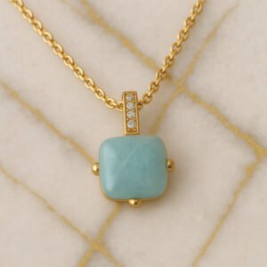 Collier aigue marine plaquƩ or Collier pierre naturelle 30 Collier aigue marine plaquƩ or Collier pierre naturelle 30