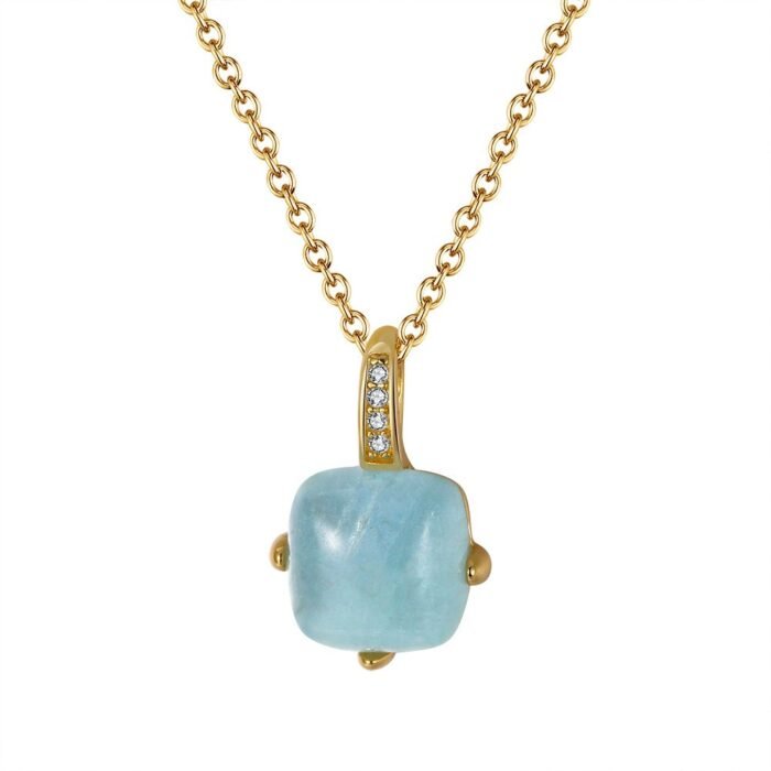 Collier aigue marine plaqué or Collier pierre naturelle 16
