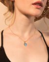 Collier aigue marine plaqué or Collier pierre naturelle 18