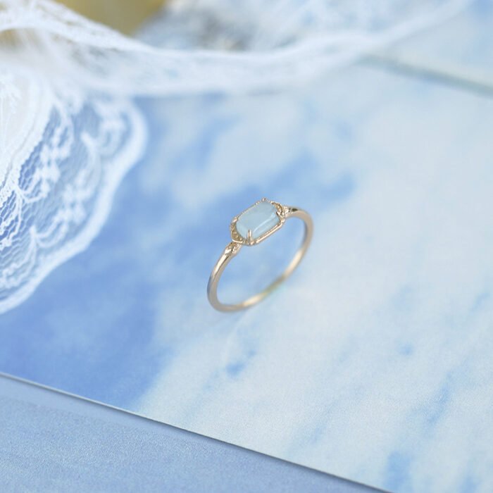 Bague Aigue Marine en Argent Sterling – Lueur Céleste | Apaisement émotionnel Bague Pierre naturelle 11