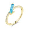 Bague aigue marine & zirconium – Azuréa – Apaisement et Sérénité Bague Pierre naturelle 22