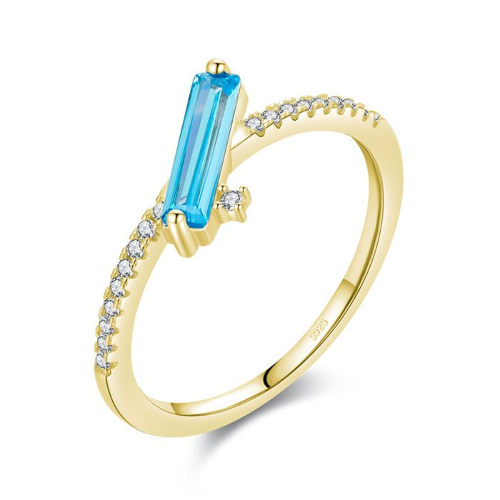 Bague aigue marine & zirconium – Azuréa – Apaisement et Sérénité Bague Pierre naturelle 14