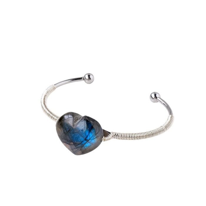 Bracelet Labradorite Cœur en Métal Argenté – Luminéa | Protection et Intuition Bracelet pierre naturelle 15