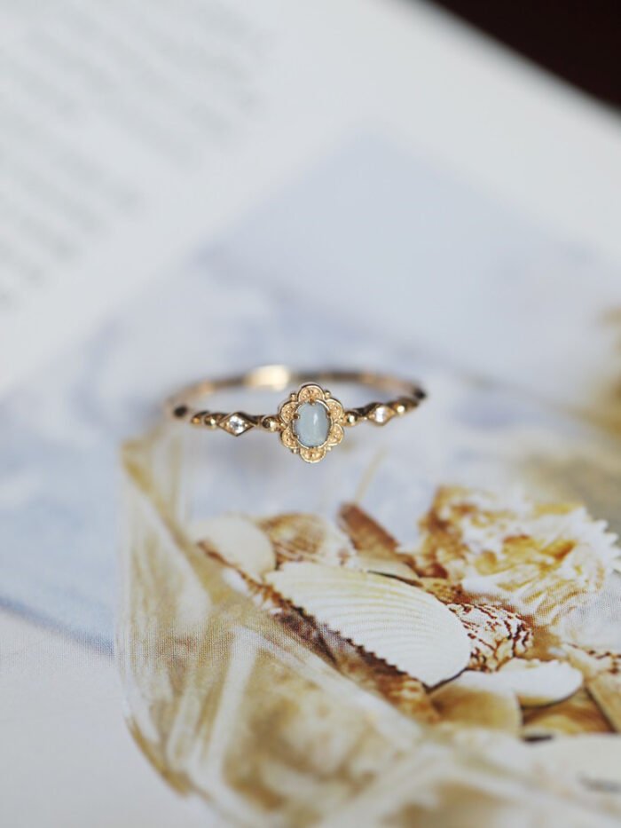 Bague Aigue Marine en Argent Doré – Floréa | Apaisement et Sérénité Bague Pierre naturelle 10
