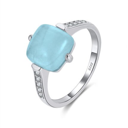 Bague Aigue Marine en Argent Doré – Harmonia | Apaisement et Sérénité Bague Pierre naturelle 3
