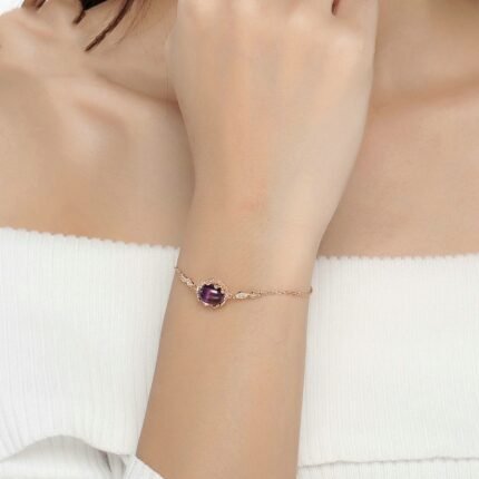 Bracelet Améthyste en Or Rose – Harmonia | Apaisement et Sérénité Bracelet pierre naturelle 3