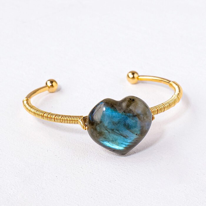 Bracelet Labradorite Cœur en Métal Argenté – Luminéa | Protection et Intuition Bracelet pierre naturelle 14