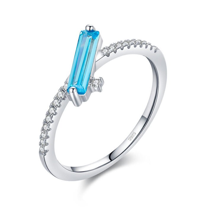 Bague aigue marine & zirconium – Azuréa – Apaisement et Sérénité Bague Pierre naturelle 12