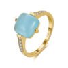 Bague Aigue Marine en Argent Doré – Harmonia | Apaisement et Sérénité Bague Pierre naturelle 17