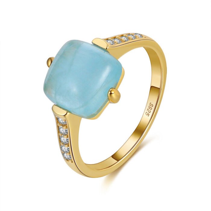 Bague Aigue Marine en Argent Doré – Harmonia | Apaisement et Sérénité Bague Pierre naturelle 10