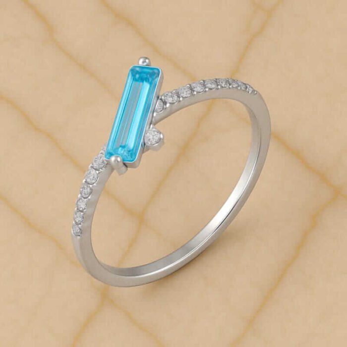 Bague aigue marine & zirconium – Azuréa – Apaisement et Sérénité Bague Pierre naturelle 10