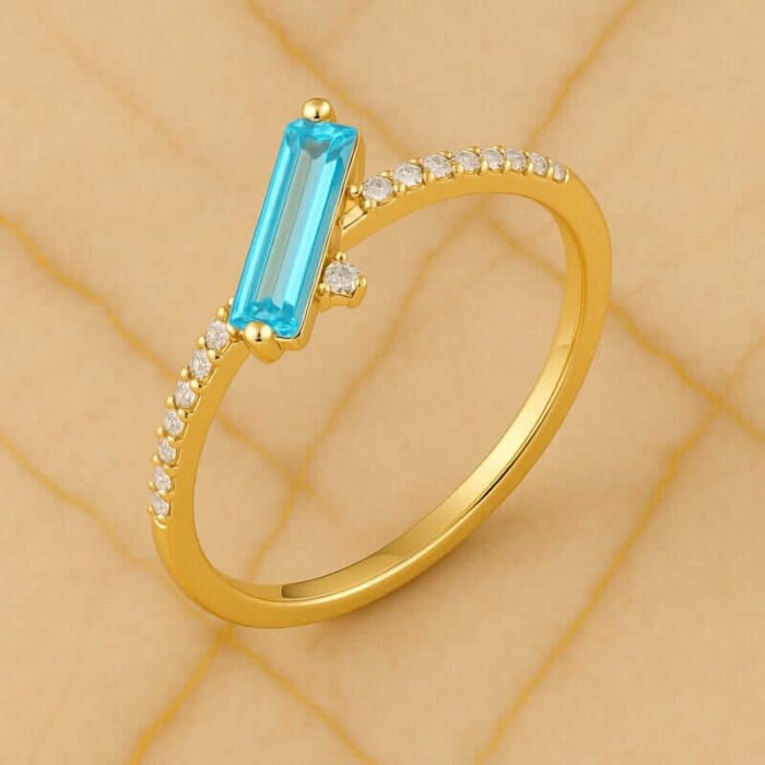 Bague aigue marine & zirconium – Azuréa – Apaisement et Sérénité Bague Pierre naturelle 8