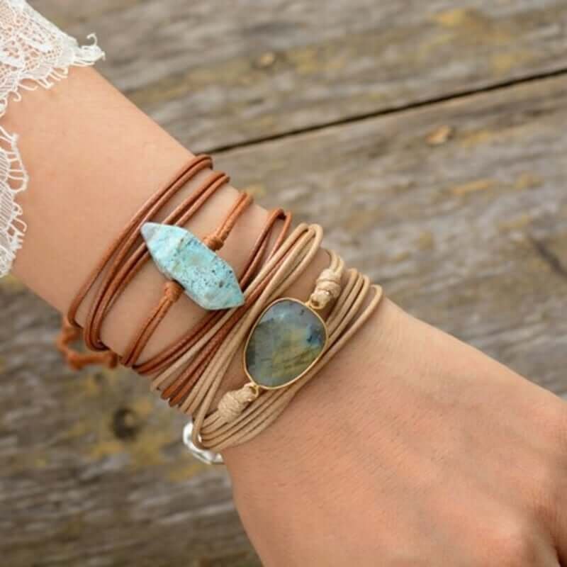 Bracelet Labradorite en Cuir – Lueur Céleste | Protection et Intuition Bracelet pierre naturelle 3