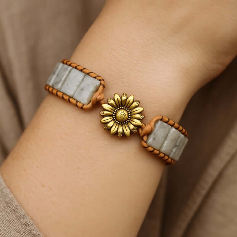 Bracelet Labradorite en Cuir – Luminis | Protection et Intuition Bracelet pierre naturelle 3