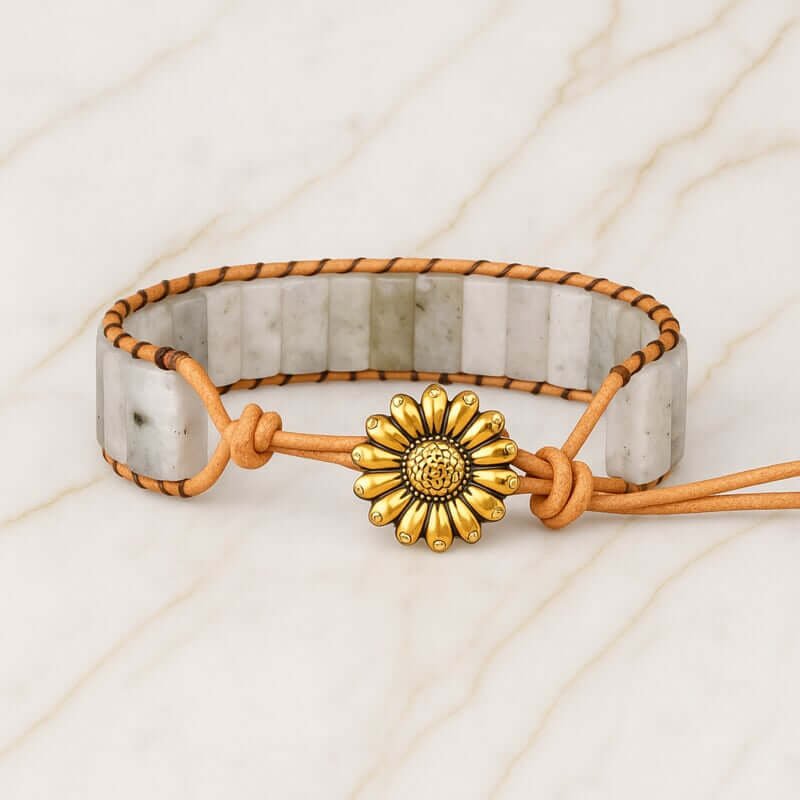 Bracelet Labradorite en Cuir – Luminis | Protection et Intuition Bracelet pierre naturelle
