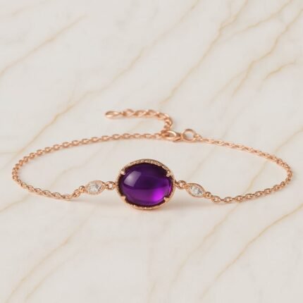 Bracelet Améthyste en Or Rose – Harmonia | Apaisement et Sérénité Bracelet pierre naturelle