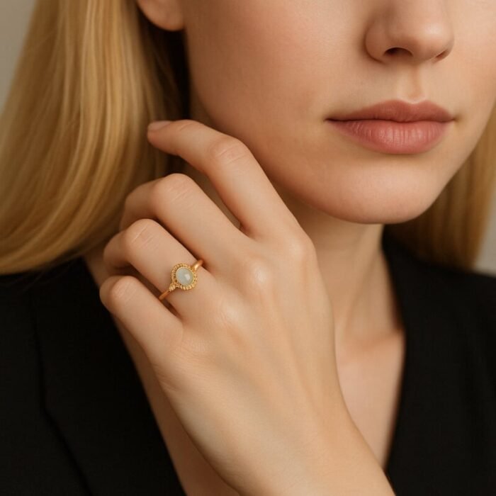 Bague Aigue Marine en Argent Doré – Floréa | Apaisement et Sérénité Bague Pierre naturelle 11
