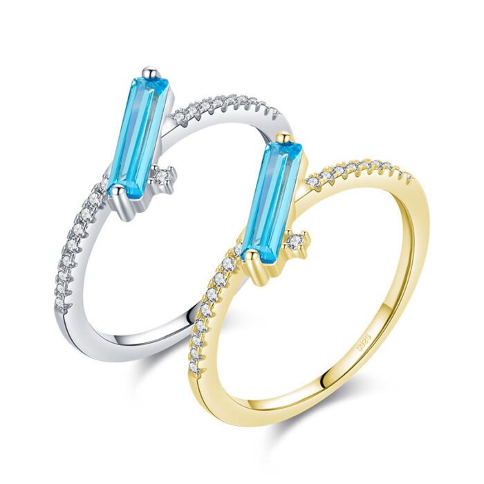 Bague aigue marine & zirconium – Azuréa – Apaisement et Sérénité Bague Pierre naturelle 13