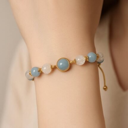 Bracelet Aigue Marine en Cristal – Floréal | Apaisement et Sérénité Bracelet pierre naturelle 3