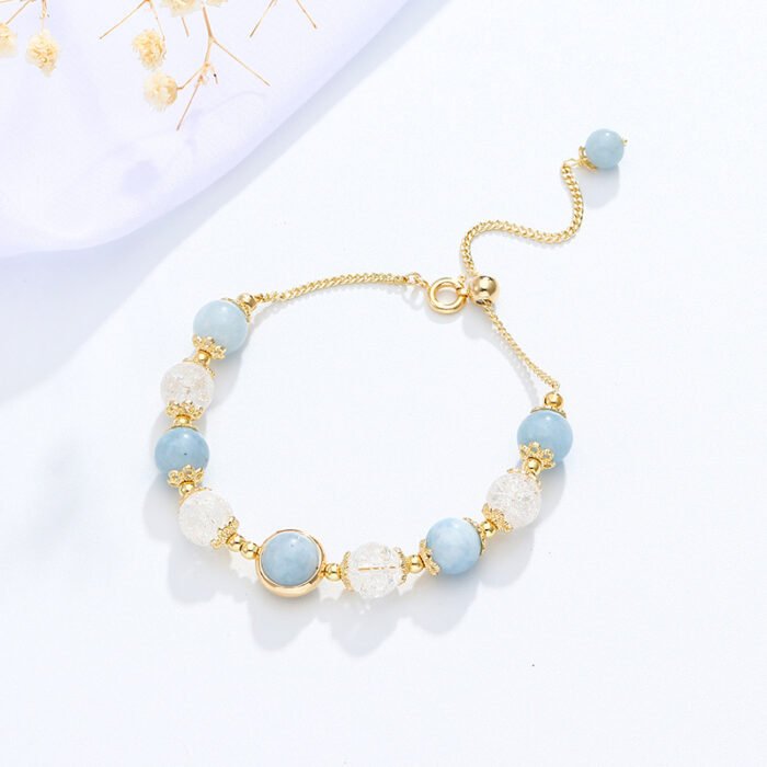 Bracelet Aigue Marine en Cristal – Floréal | Apaisement et Sérénité Bracelet pierre naturelle 13